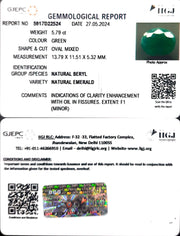 5.79/CT Natural Panna Stone with Govt. Lab Certificate (3441)